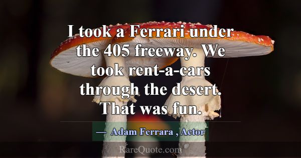 I took a Ferrari under the 405 freeway. We took re... -Adam Ferrara