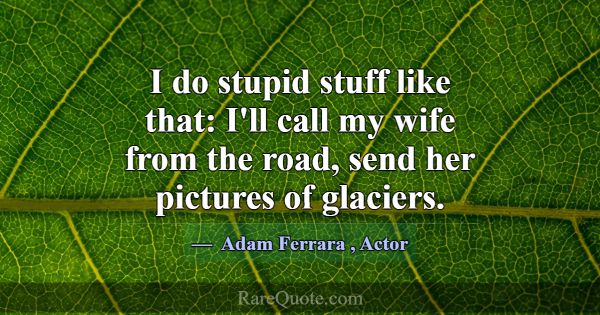I do stupid stuff like that: I'll call my wife fro... -Adam Ferrara