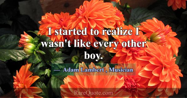 I started to realize I wasn't like every other boy... -Adam Lambert