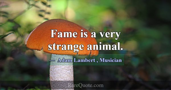 Fame is a very strange animal.... -Adam Lambert