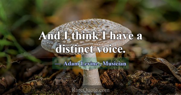 And I think I have a distinct voice.... -Adam Levine