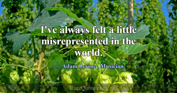 I've always felt a little misrepresented in the wo... -Adam Levine