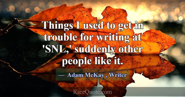 Things I used to get in trouble for writing at 'SN... -Adam McKay