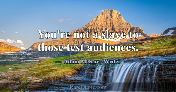 You're not a slave to those test audiences.... -Adam McKay