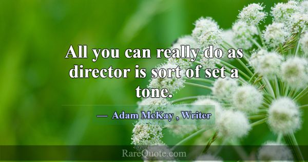 All you can really do as director is sort of set a... -Adam McKay