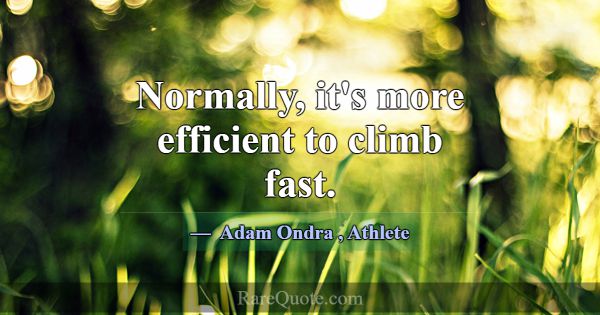 Normally, it's more efficient to climb fast.... -Adam Ondra