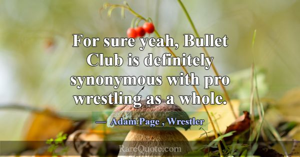 For sure yeah, Bullet Club is definitely synonymou... -Adam Page