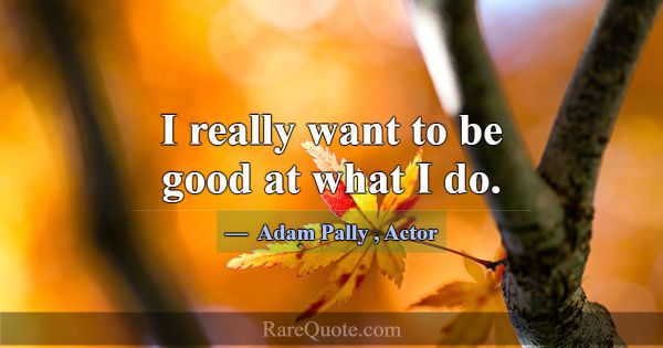 I really want to be good at what I do.... -Adam Pally