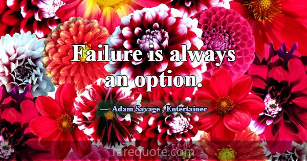 Failure is always an option.... -Adam Savage