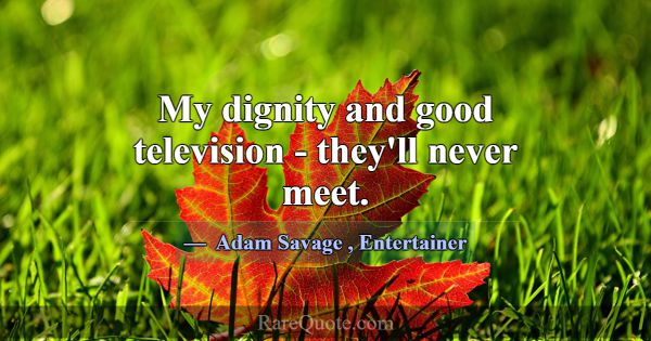 My dignity and good television - they'll never mee... -Adam Savage