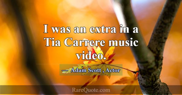 I was an extra in a Tia Carrere music video.... -Adam Scott