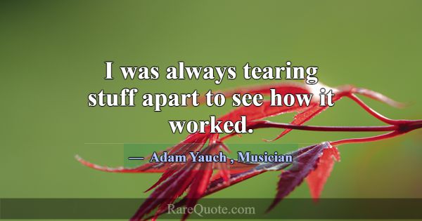 I was always tearing stuff apart to see how it wor... -Adam Yauch