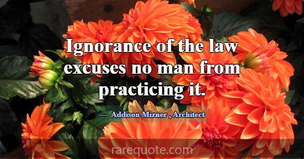 Ignorance of the law excuses no man from practicin... -Addison Mizner
