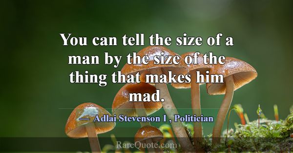 You can tell the size of a man by the size of the ... -Adlai Stevenson I