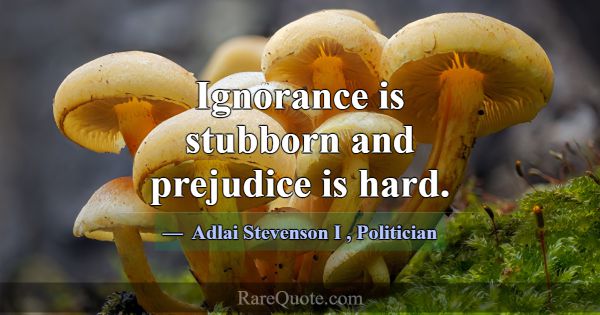 Ignorance is stubborn and prejudice is hard.... -Adlai Stevenson I