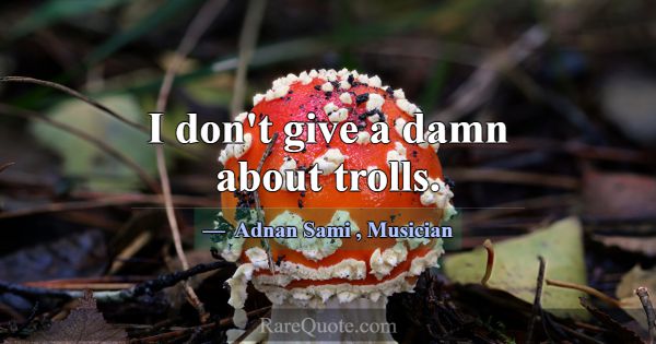 I don't give a damn about trolls.... -Adnan Sami