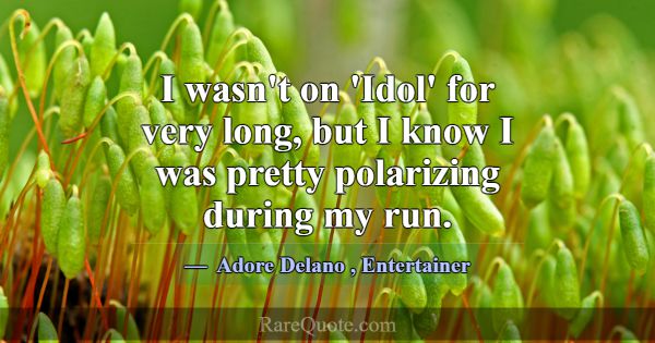 I wasn't on 'Idol' for very long, but I know I was... -Adore Delano