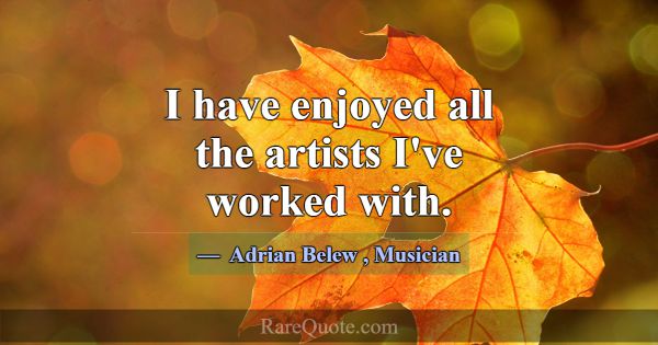 I have enjoyed all the artists I've worked with.... -Adrian Belew