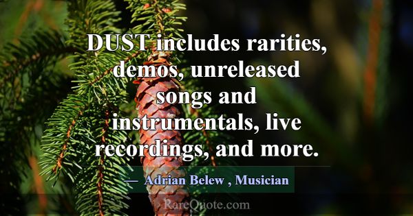DUST includes rarities, demos, unreleased songs an... -Adrian Belew