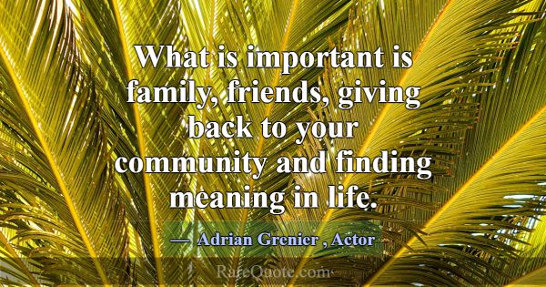 What is important is family, friends, giving back ... -Adrian Grenier