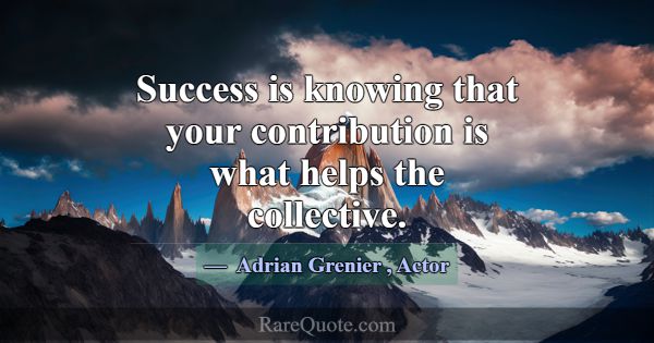 Success is knowing that your contribution is what ... -Adrian Grenier