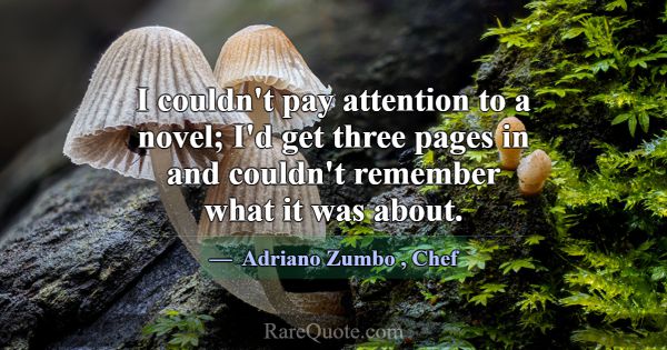I couldn't pay attention to a novel; I'd get three... -Adriano Zumbo