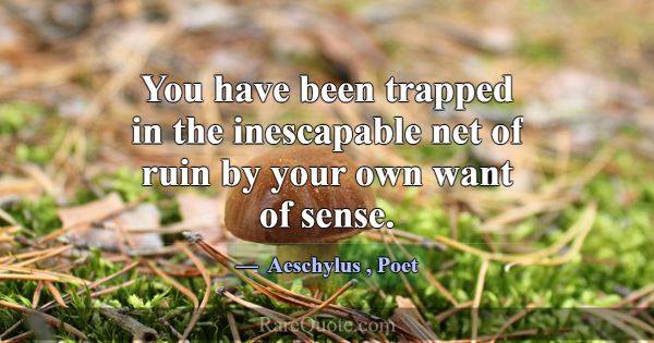 You have been trapped in the inescapable net of ru... -Aeschylus
