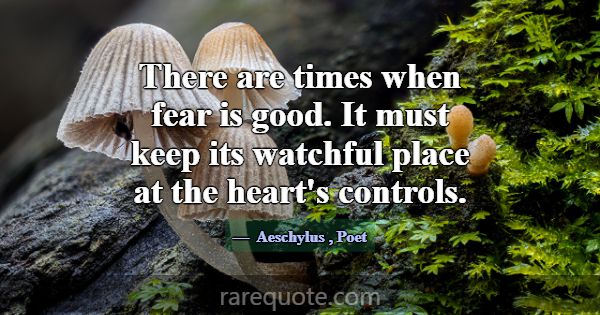 There are times when fear is good. It must keep it... -Aeschylus