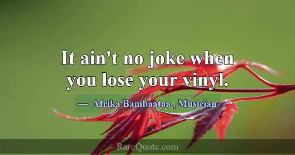 It ain't no joke when you lose your vinyl.... -Afrika Bambaataa