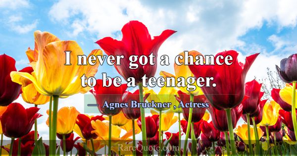 I never got a chance to be a teenager.... -Agnes Bruckner