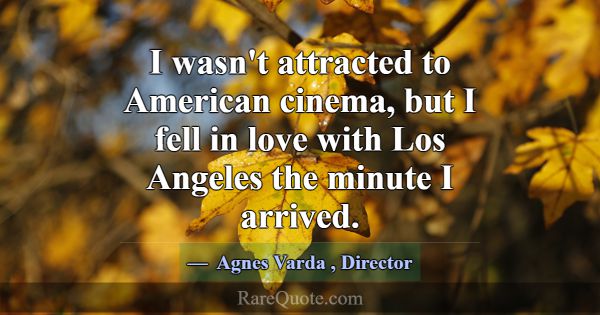 I wasn't attracted to American cinema, but I fell ... -Agnes Varda