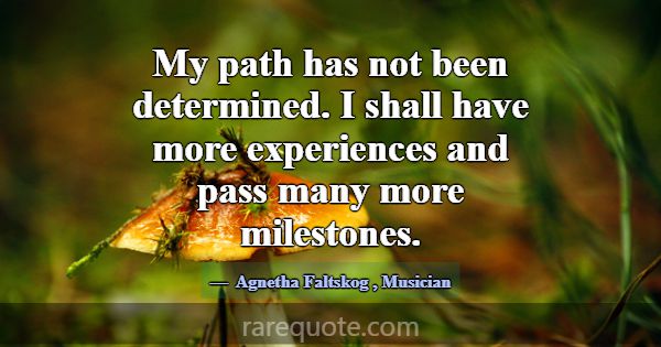 My path has not been determined. I shall have more... -Agnetha Faltskog