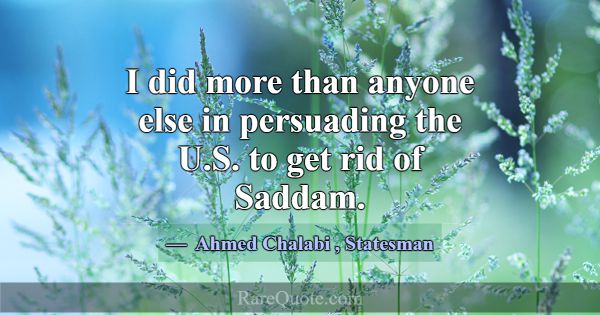 I did more than anyone else in persuading the U.S.... -Ahmed Chalabi