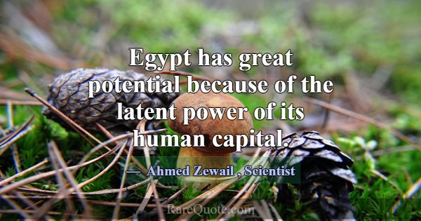 Egypt has great potential because of the latent po... -Ahmed Zewail