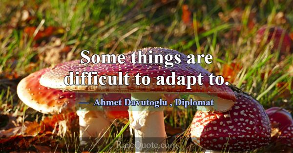Some things are difficult to adapt to.... -Ahmet Davutoglu
