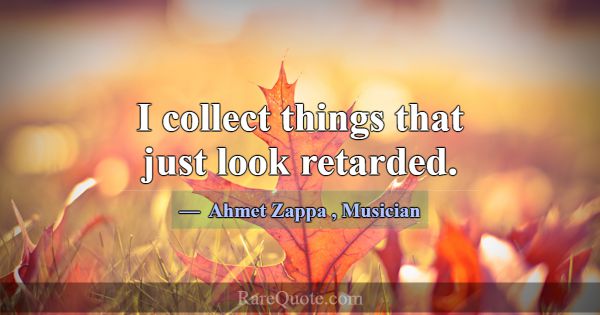 I collect things that just look retarded.... -Ahmet Zappa