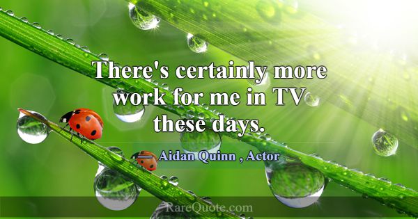 There's certainly more work for me in TV these day... -Aidan Quinn