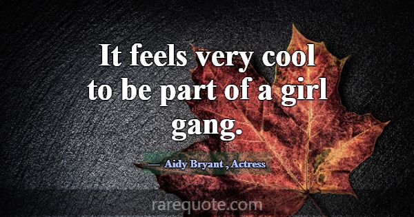 It feels very cool to be part of a girl gang.... -Aidy Bryant