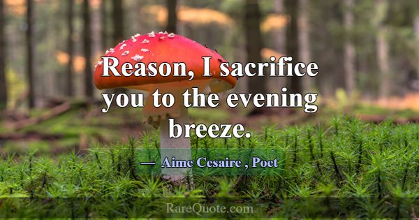 Reason, I sacrifice you to the evening breeze.... -Aime Cesaire