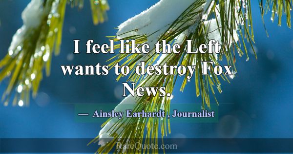 I feel like the Left wants to destroy Fox News.... -Ainsley Earhardt