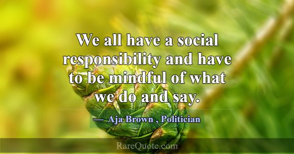 We all have a social responsibility and have to be... -Aja Brown