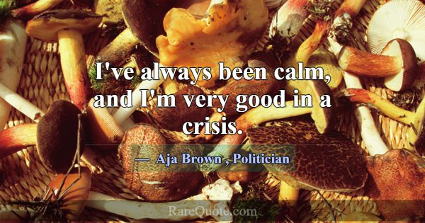 I've always been calm, and I'm very good in a cris... -Aja Brown