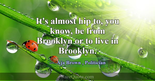 It's almost hip to, you know, be from Brooklyn or ... -Aja Brown