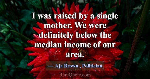 I was raised by a single mother. We were definitel... -Aja Brown