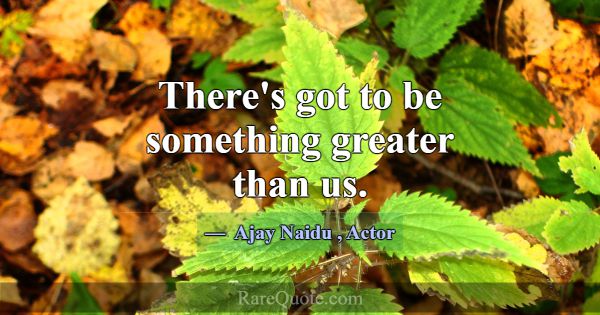 There's got to be something greater than us.... -Ajay Naidu