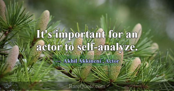 It's important for an actor to self-analyze.... -Akhil Akkineni
