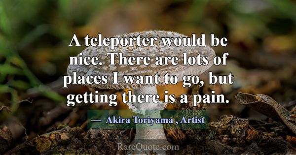 A teleporter would be nice. There are lots of plac... -Akira Toriyama