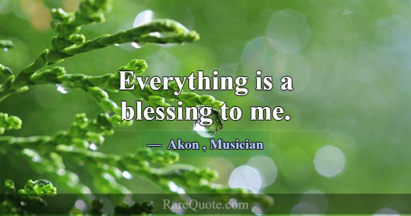 Everything is a blessing to me.... -Akon