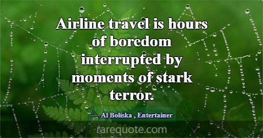 Airline travel is hours of boredom interrupted by ... -Al Boliska
