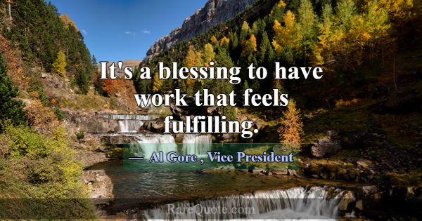 It's a blessing to have work that feels fulfilling... -Al Gore